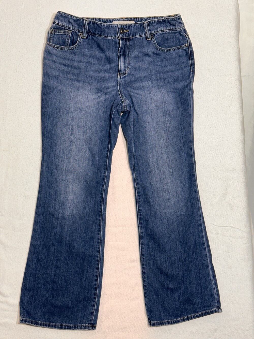 Chicos Platinum Women Jeans Size 1.5 Short 10 Blue Straight Denim 5 Pockets